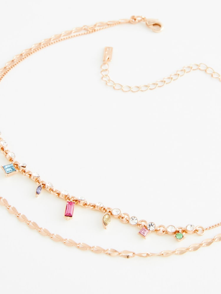 Gold Tone Delicate Sparkle Multilayer Necklace Made With Recycled Zinc And Brass - Image 4 of 4