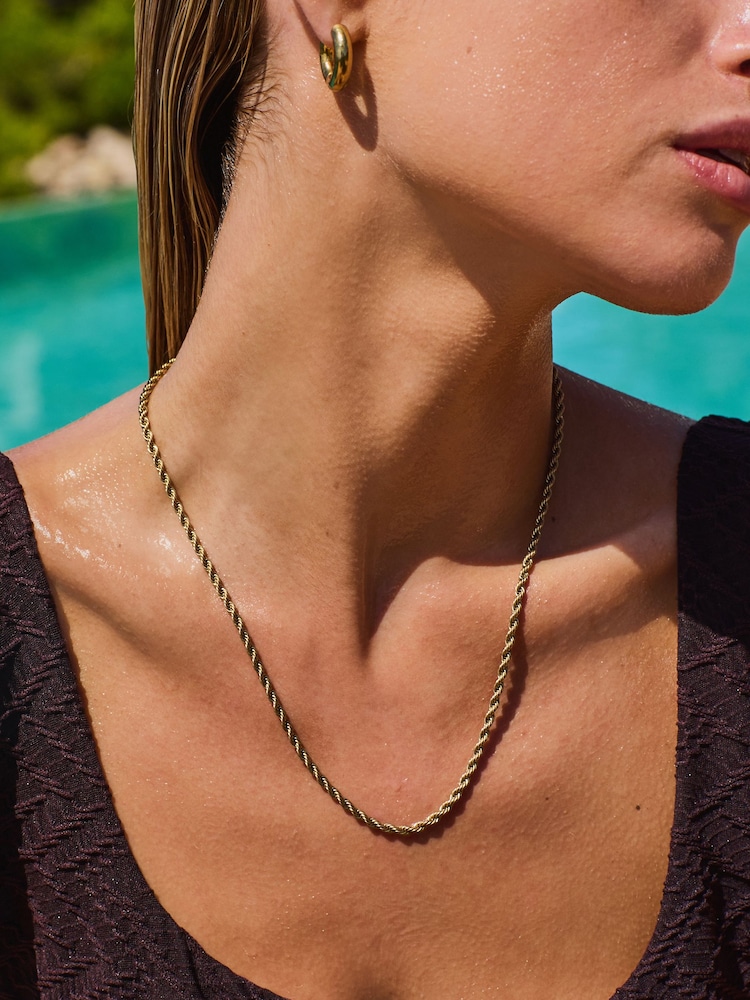 Gold Tone Stainless Steel Twist Chain Necklace - Image 1 of 7