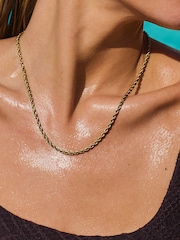 Gold Tone Stainless Steel Twist Chain Necklace - Image 3 of 7