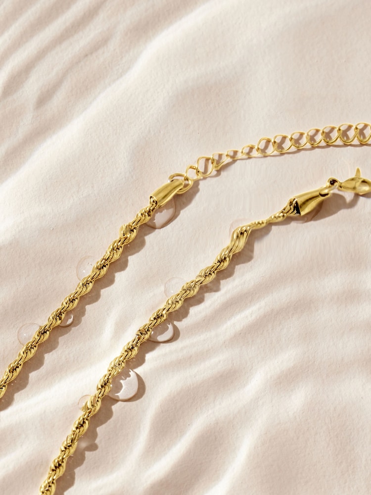 Gold Tone Stainless Steel Twist Chain Necklace - Image 7 of 7