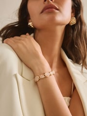 Gold Tone Rose Quartz Stone Stretch Bracelet - Image 3 of 6