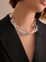 لون فضي - Chunky Molten Chain Necklace - صورة 3 من 6