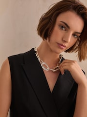 لون فضي - Chunky Molten Chain Necklace - صورة 4 من 6