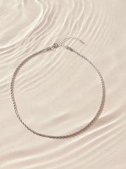 Silver Tone Stainless Steel Twist Chain Necklace - Image 5 of 7