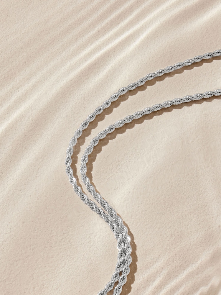 Tonalité argentée - Collier à chaîne torsadée en acier inoxydable - Image 6 of 7