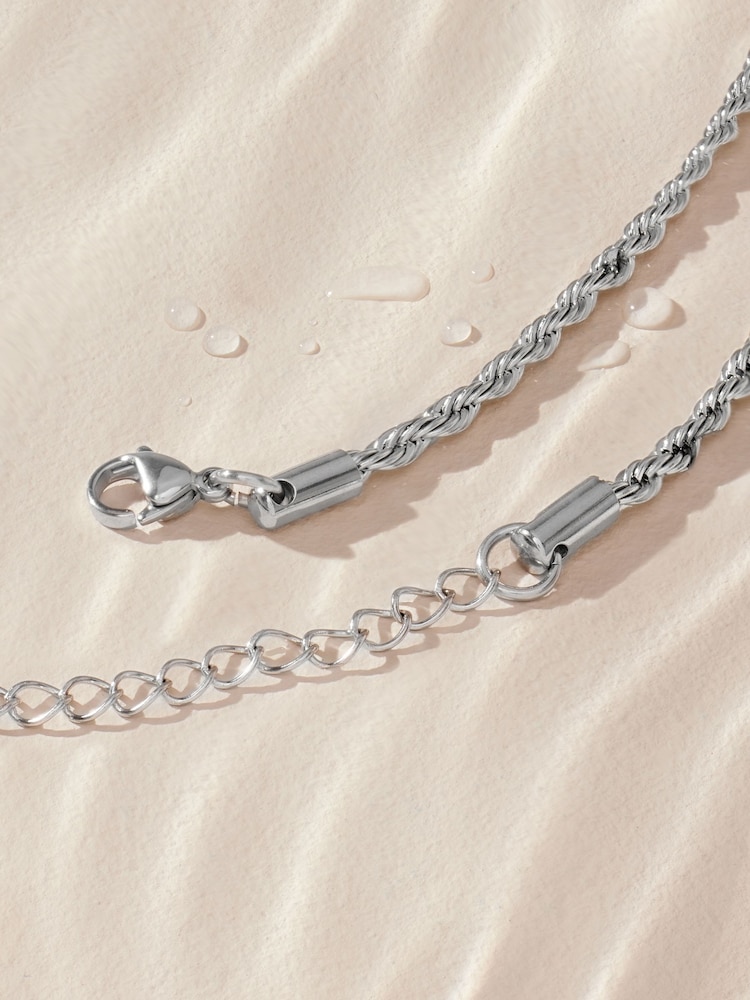 Silver Tone Stainless Steel Twist Chain Necklace - Image 7 of 7
