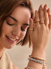 Gold Tone Recycled Metal Chunky Sparkle Molten Rings - Image 1 of 4