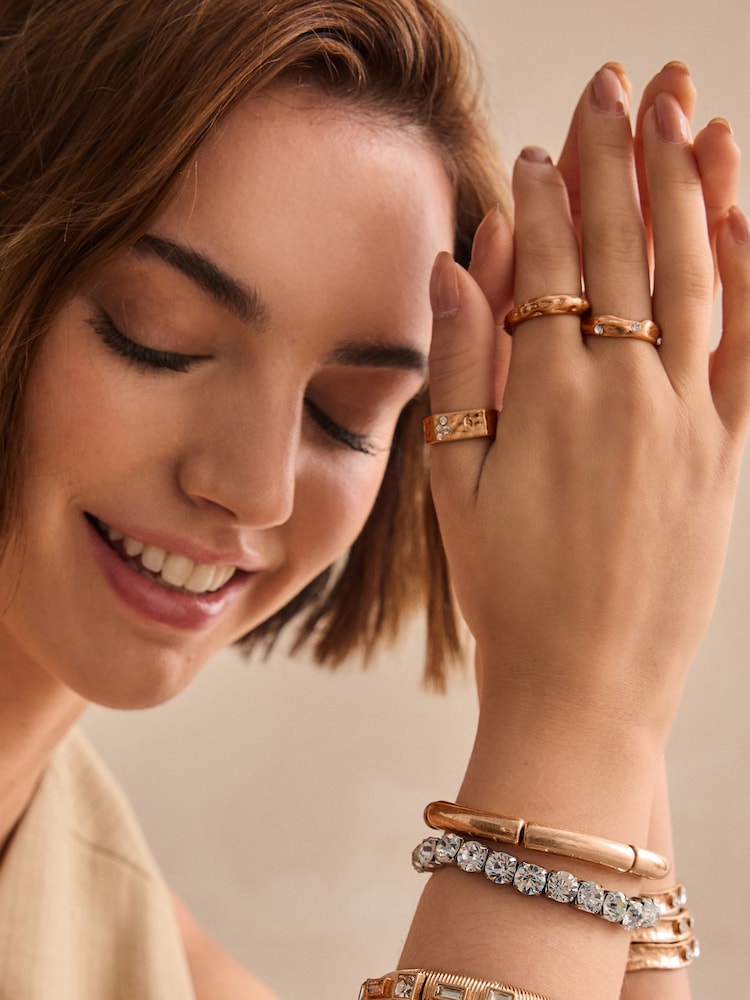 Gold Tone Recycled Metal Chunky Sparkle Molten Rings - Image 1 of 4