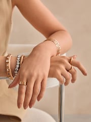Gold Tone Recycled Metal Chunky Sparkle Molten Rings - Image 3 of 4