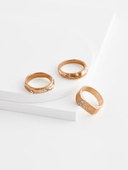Gold Tone Recycled Metal Chunky Sparkle Molten Rings - Image 4 of 4