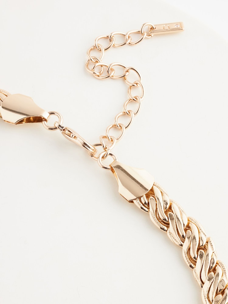 Gold Tone Flat Rope Chain Necklace - Image 5 of 5 Gold Tone Flat Rope Chain Necklace - Image 5 of 5