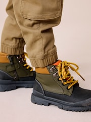 Green Bump Toe Lace Detail Boots with Inside Zip - Image 1 of 6