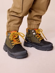 Green Bump Toe Lace Detail Boots with Inside Zip - Image 4 of 6