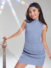 Lipsy Blue Teen Crinkle Texture Ruched Dress (9-16yrs) - Image 3 of 4