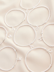 Sterling Silver Initial Cubic Zirconia Beaded Stretch Bracelet - Image 5 of 5