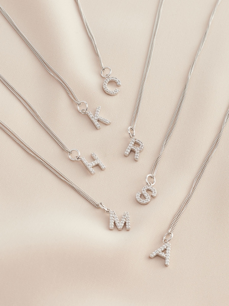 Sterling Silver Initial Cubic Zirconia Necklace - Image 3 of 3