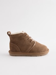Tan Brown Lace Up Warm Lined Suede Boots - Image 2 of 5