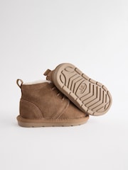 Tan Brown Lace Up Warm Lined Suede Boots - Image 4 of 5