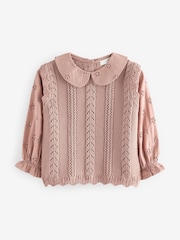 Pink 100% Cotton Collar Jumper (3mths-7yrs) - Image 1 of 4