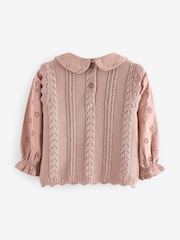 Pink 100% Cotton Collar Jumper (3mths-7yrs) - Image 2 of 4
