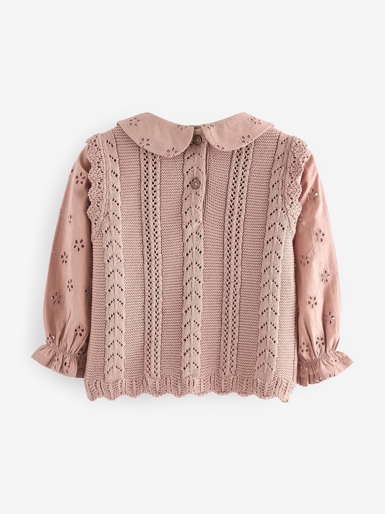 Pink 100% Cotton Collar Jumper (3mths-7yrs) - Image 2 of 4