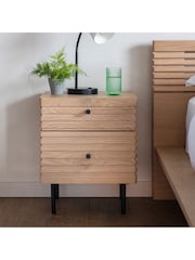 Gallery Home Oak Okayama 2 Drawer Bedside - Image 1 of 4