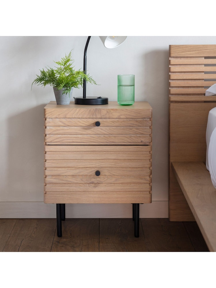 Gallery Home Oak Okayama 2 Drawer Bedside - Image 1 of 4