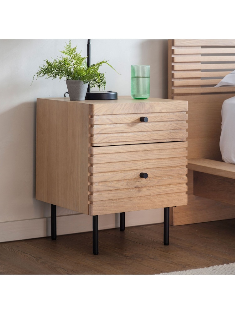 Gallery Home Oak Okayama 2 Drawer Bedside - Image 2 of 4