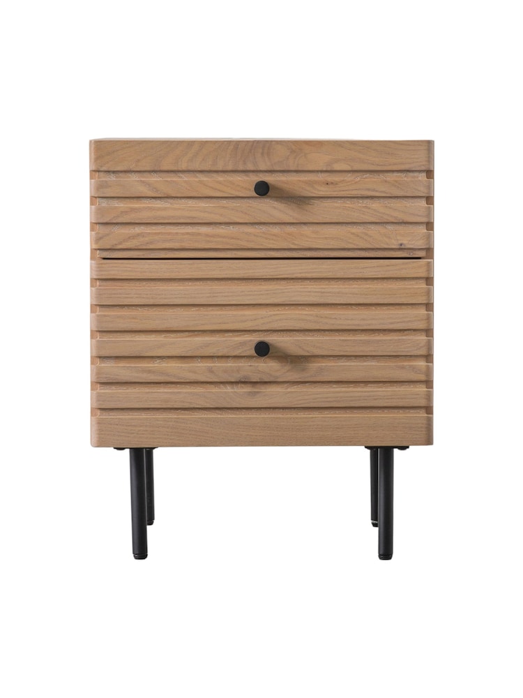 Gallery Home Oak Okayama 2 Drawer Bedside - Image 4 of 4