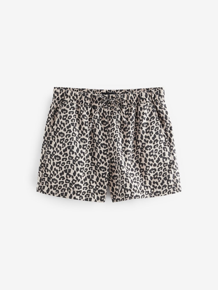 Leopard Print Pull-On Lightweight Denim Shorts - Image 3 of 7