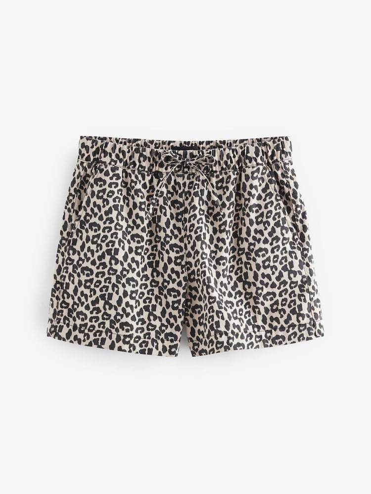Leopard Print Pull-On Lightweight Denim Shorts - Image 6 of 7