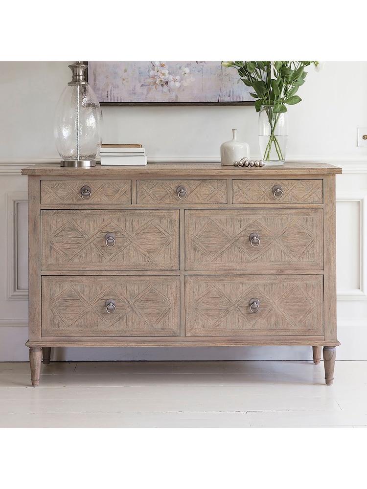 Gallery Home Natural Wood Mustique 7 Drawer Chest - Image 1 of 4