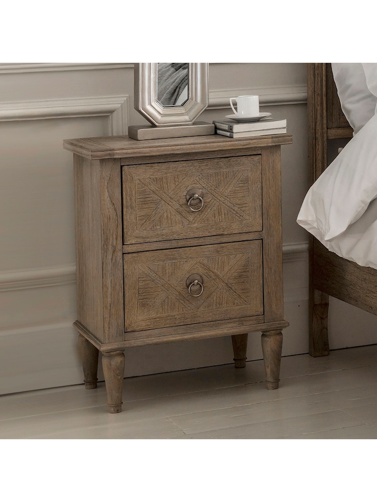 Gallery Home Natural Wood Mustique 2 Drawer Bedside Table - Image 1 of 6