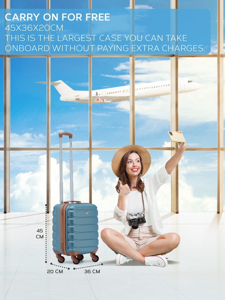Maleta Rígida de Equipaje de Mano de Cabina bajo el Asiento EasyJet de 4 Ruedas ABS Azul de Flight Knight - Imagen 2 de 7
