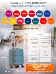 Maleta Rígida de Equipaje de Mano de Cabina bajo el Asiento EasyJet de 4 Ruedas ABS Azul de Flight Knight - Imagen 3 de 7