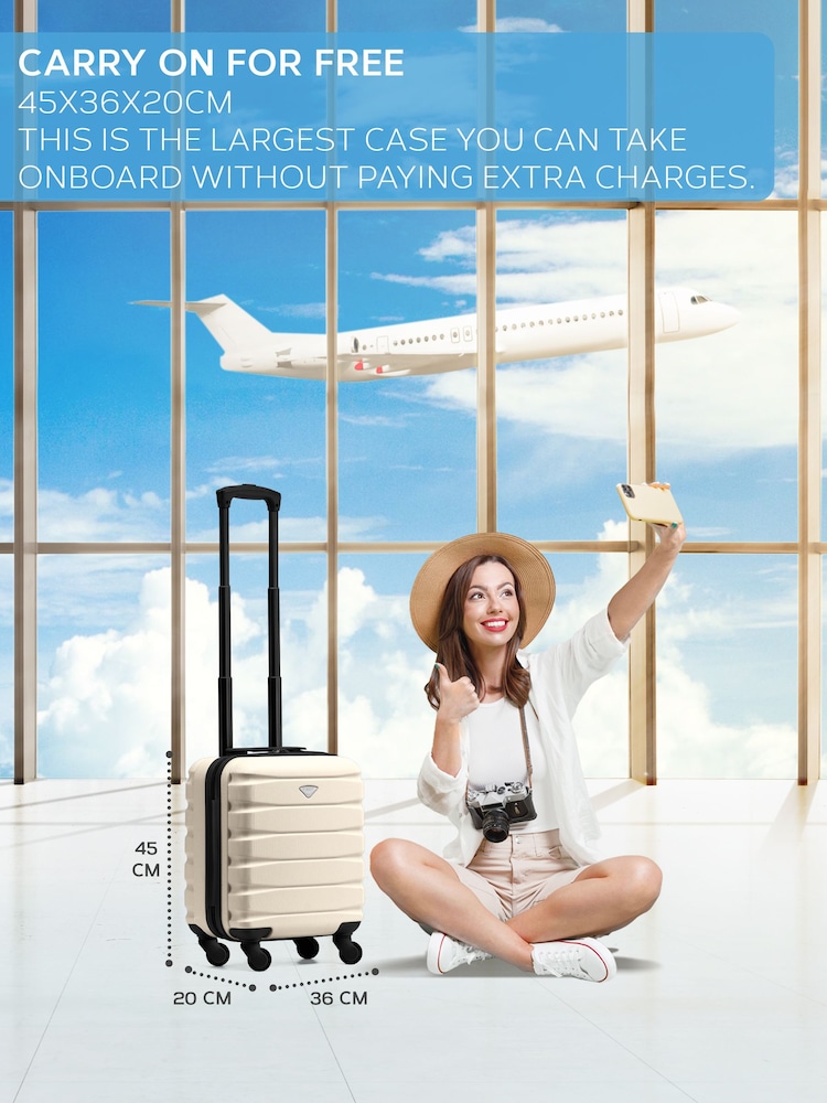 Flight Knight Cream EasyJet Underseat 4 Wheel ABS Hard Case Cabin Carry On Hand Luggage - Image 2 of 7