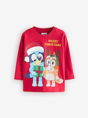 Red Bluey Long Sleeve Christmas 100% Cotton T-Shirt (6mths-8yrs) - Image 1 of 4
