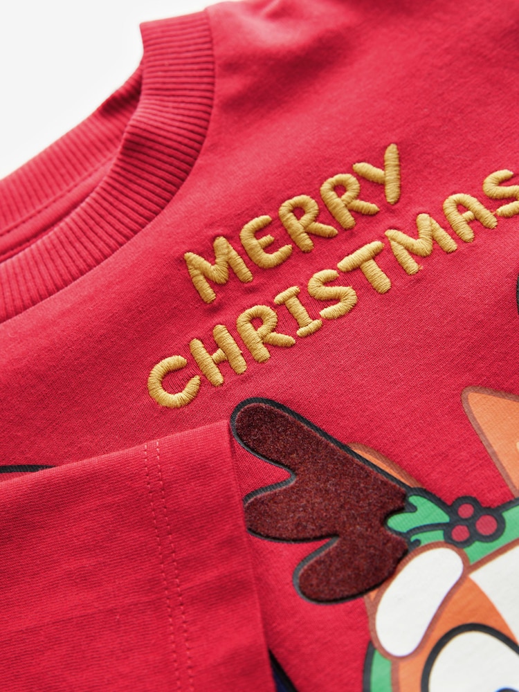Red Bluey Long Sleeve Christmas 100% Cotton T-Shirt (6mths-8yrs) - Image 4 of 4