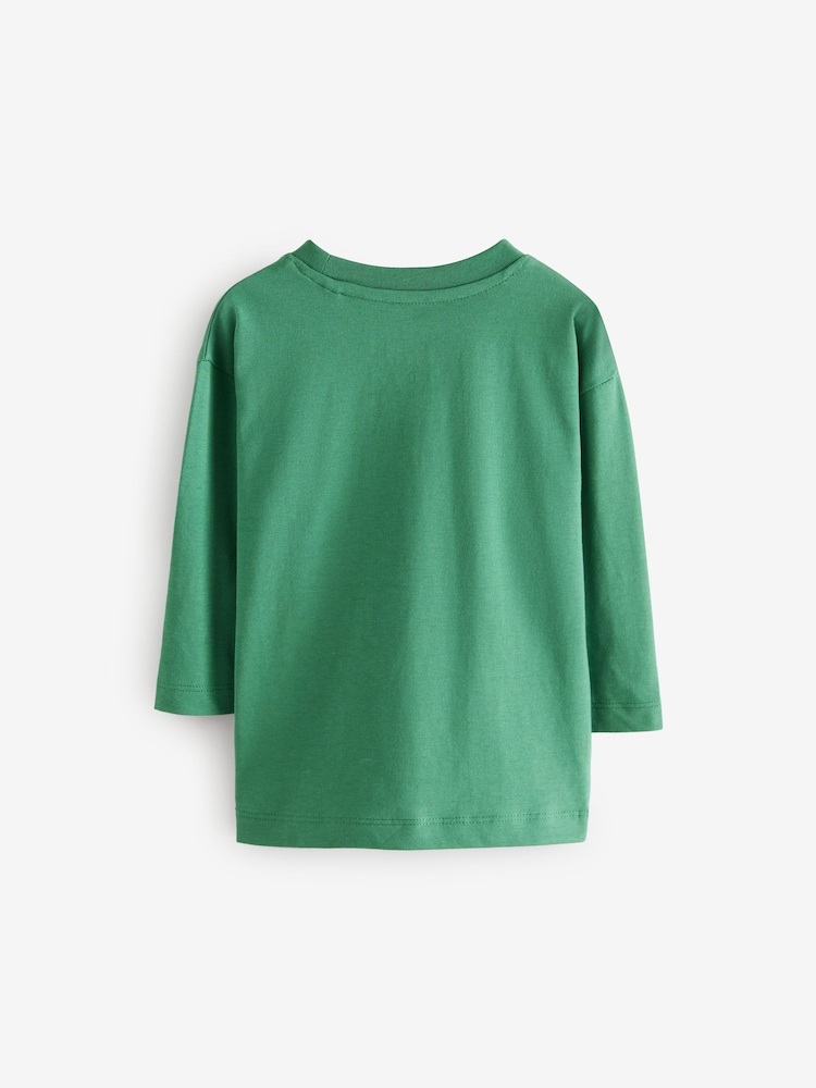 Green 100% Cotton Long Sleeve Marvel Christmas T-Shirt (3mths-8yrs) - Image 2 of 4