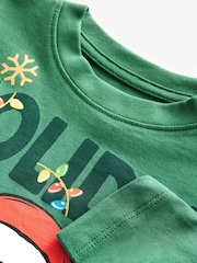 Green 100% Cotton Long Sleeve Marvel Christmas T-Shirt (3mths-8yrs) - Image 3 of 4