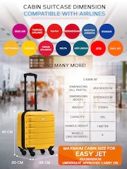 Flight Knight Yellow EasyJet Underseat 4 Wheel ABS Hard Case Cabin Carry On Hand Luggage - Image 3 of 7
