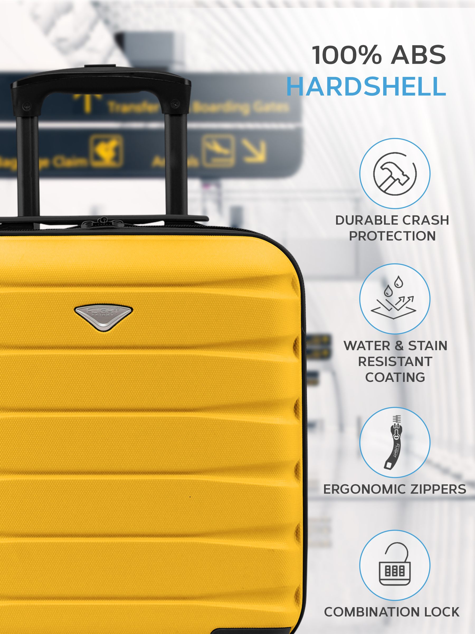 Buy Flight Knight Yellow EasyJet Underseat 4 Wheel ABS Hard Case