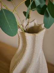 Natural Extra Large Pleated Ceramic Medium Floor Vase - Image 2 of 4