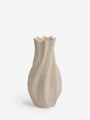 Natural Extra Large Pleated Ceramic Medium Floor Vase - Image 3 of 4