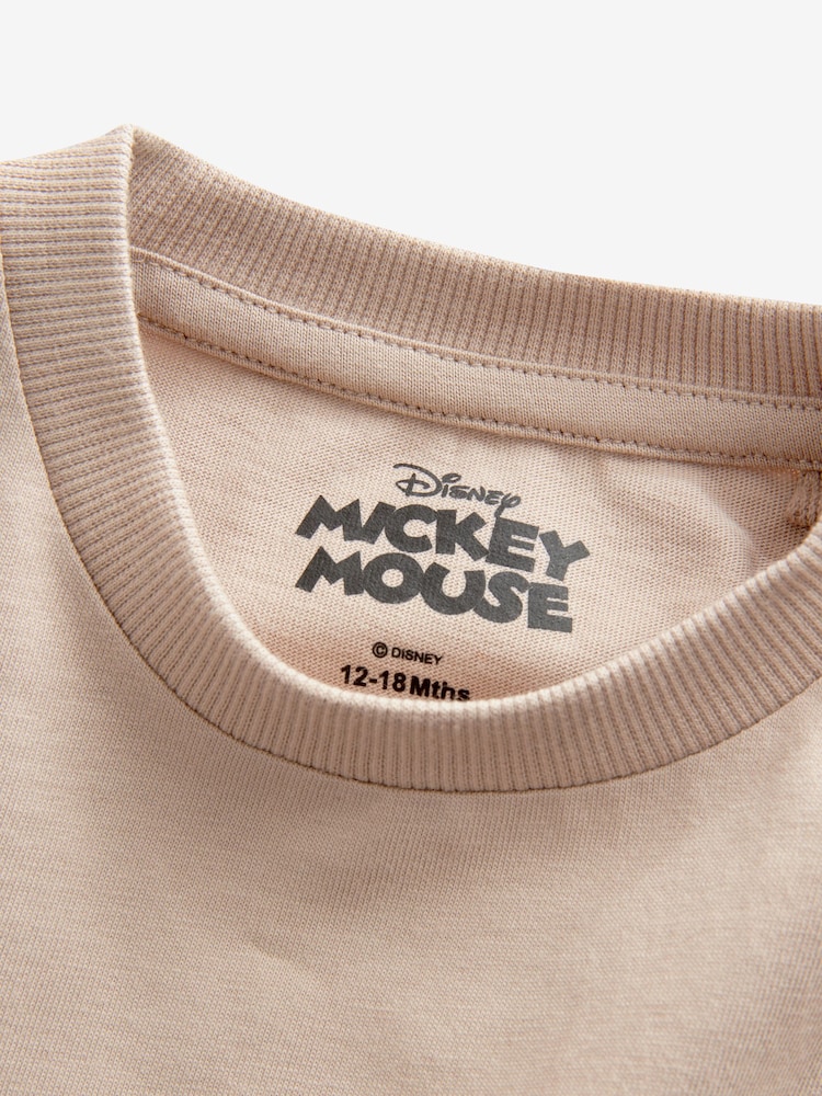 Neutral 100% Cotton Mickey Mouse Long Sleeve T-Shirt (3mths-8yrs) - Image 5 of 5