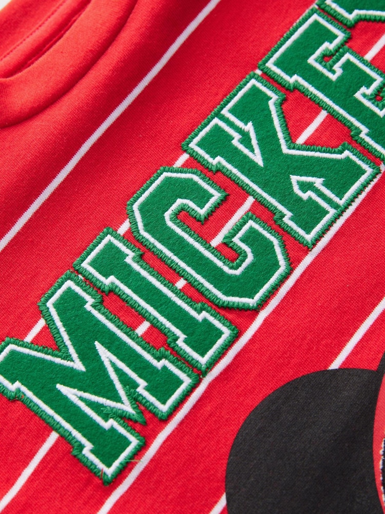 Red 100% Cotton Long Sleeve Mickey Mouse Christmas T-Shirt (6mths-8yrs) - Image 4 of 4