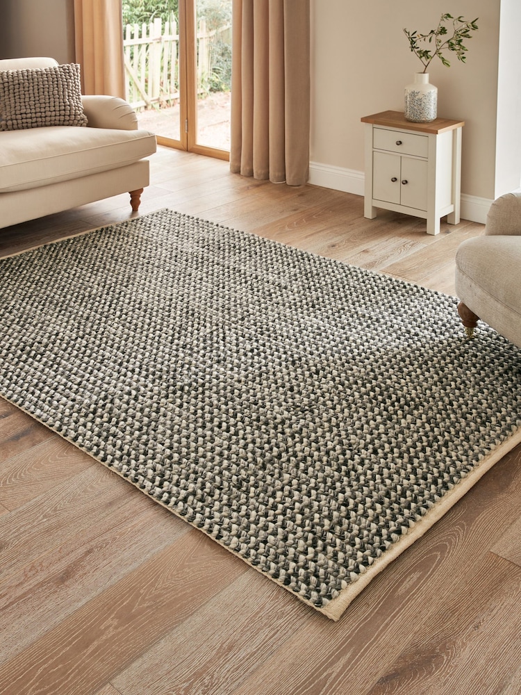 Charcoal Grey Knit Effect Rug - Image 1 of 6