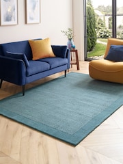 Teal Blue Border Rug - Image 1 of 7