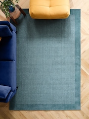 Teal Blue Border Rug - Image 2 of 7