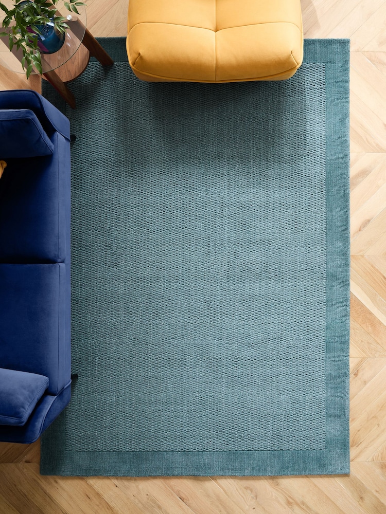 Teal Blue Border Rug - Image 2 of 7
